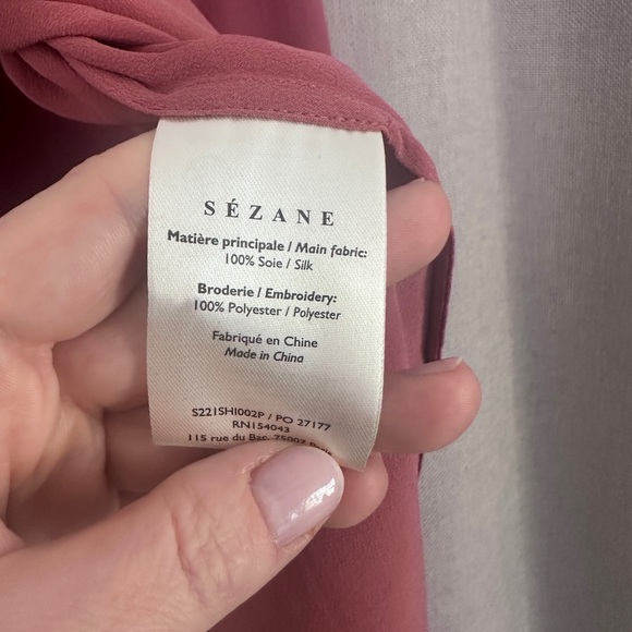 SEZANE Chlo Shirt Women's Size 44 US 12 Rosewood Pink Silk - Picture 6 of 8